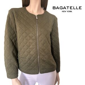Bagatelle New York Quilted Moto Jacket Full Zip Front Bomber Olive Green XLP NWT